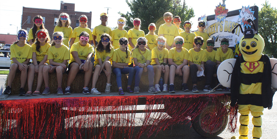 Buzzy Float at Friendship Festival Parade in Canton